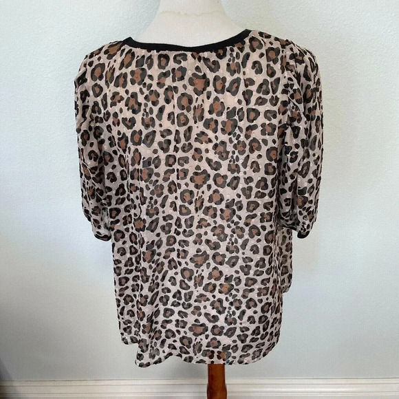 A New Day Womens Leopard Print Top Plus Size XXL Sheer Neutral Animal Print Boho - Picture 5 of 12